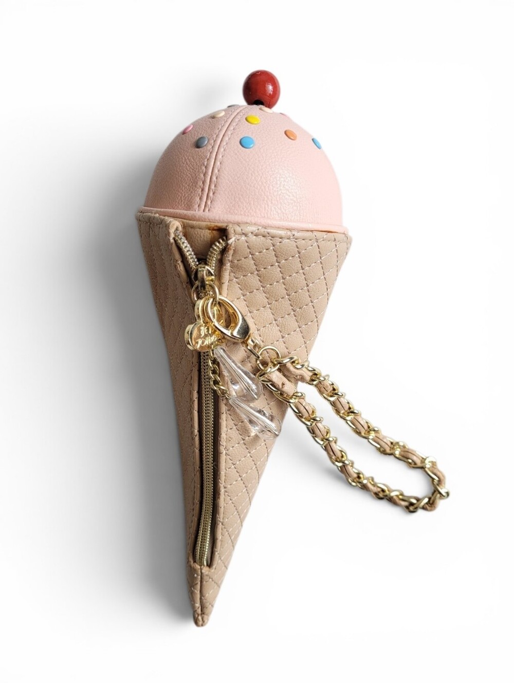 Betsey Johnson Ice Cream Cone Wristlet With Charms Tan Pink